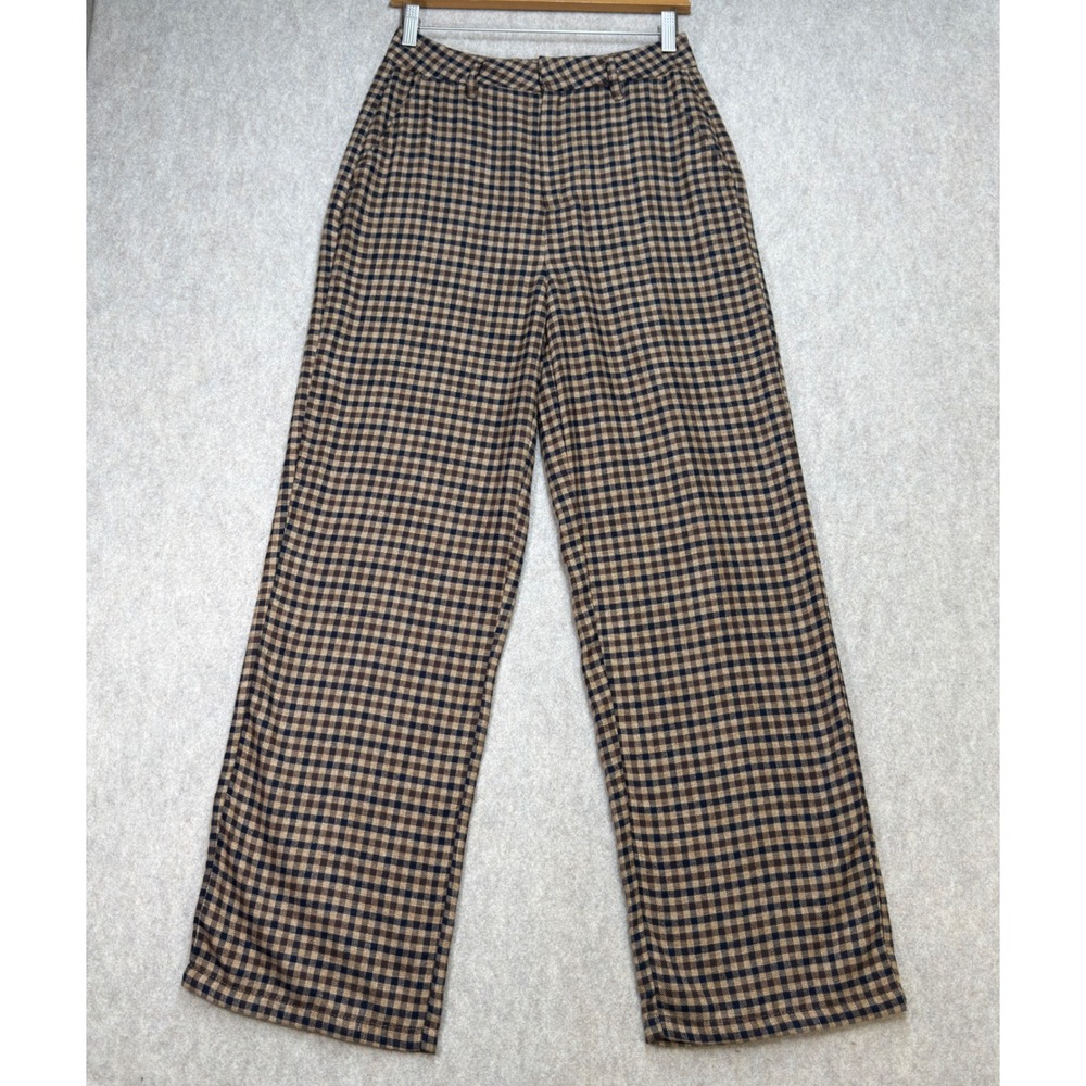 REgeneration Womens 5/27 Brown Dark Academia Preppy Plaid Wide Leg Trousers
